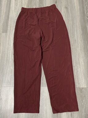 Susan Graver Wine Straight-Leg Pull-On Elastic Waist Stretch Pants Liquid Knit